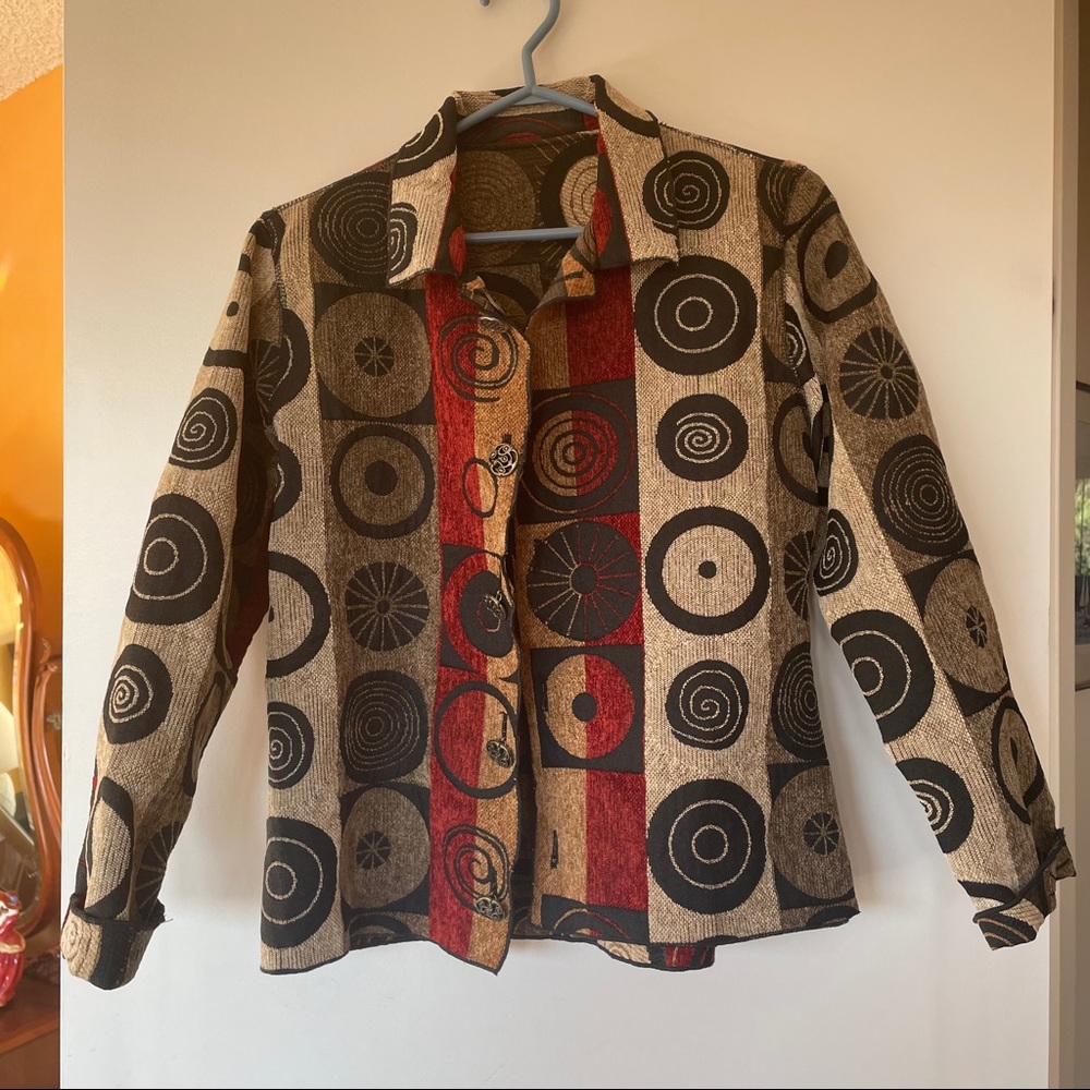 Vintage red and tan pattern blazer size small /medium